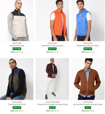 Ajio : Upto 80% Off on JOHN PLAYERS Men's Jackets