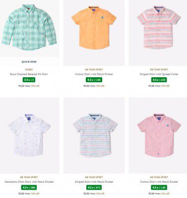 Ajio: Upto 75% Off On Boy's Shirts Starts at Rs 120