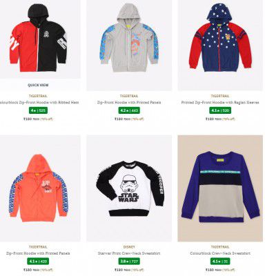 Ajio: Upto 75% Off On Boy's Sweatshirts Starts at Rs150