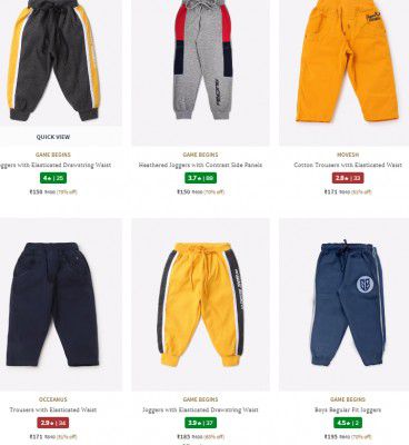 Ajio: Upto 75% Off On Boy's Trousers Pants Starts at Rs 140