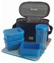All Time Plastic Lunch Box with Bag Set, 4-Pieces, Blue...