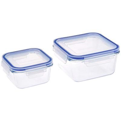 Amazon Brand - Solimo Square Glass Storage Container Set, Set of 2, Transparent