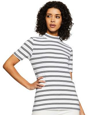 Amazon Brand - Symbol Womens Striped Slim Fit T-Shirt