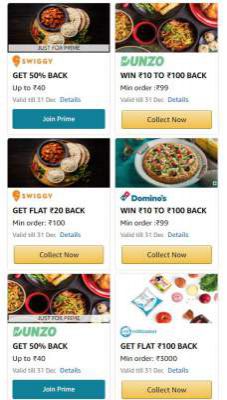 Amazon Pay Food Offers on Swiggy, Dominos, Milkbasket