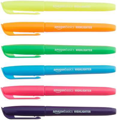 AmazonBasics Highlighter - Chisel Tip, Pack of 12 (Multicolor)