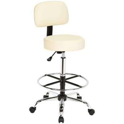 AmazonBasics Multi-Purpose Office Drafting Spa Stool with Adjustable Foot Rest and Wheels