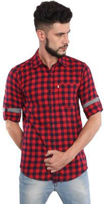 Asian & Fitch Men Checkered Casual Red Shirt