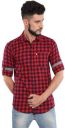 Asian & Fitch Men Checkered Casual Red Shirt...