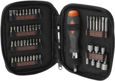 BLACK+DECKER A7104-XJ 56 Pc Magnetic Screwdriving Kit with Ratchet for DIY use