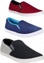 BRUTON Combo Pack Of 3 Casual Shoes Casuals For Men (Red, Blue, Black, Grey)...