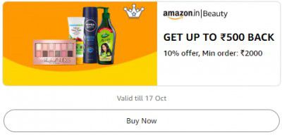 Beauty: 10% up to ₹500 Cashback On Min. Order ₹2000