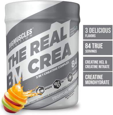 Bigmuscles Nutrition The Real Crea [84 Servings, Tropical Madness] - Micronized 3 IN 1 Creatine Complex -Creatine Nitrate, Creatine HCL, Creatine Monohydrate