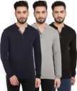Billion PerfectFit Solid Men Henley Multicolor T-Shirt (Pack of 3)...