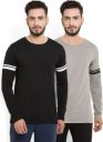 Billion PerfectFit Solid Men Round or Crew Grey, Black T-Shirt...