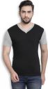 Billion PerfectFit Solid Men V-Neck Black, Grey T-Shirt ...