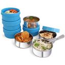 Bms Lifestyle Maxfresh 2In1 Steel & Polypropylene Lunch Box Set, 8 Pieces, Blue...