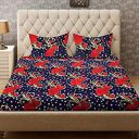 Bombay Dyeing Felix 136 TC Microfibre Double Bedsheet with 2 Pillow Covers - Blue...