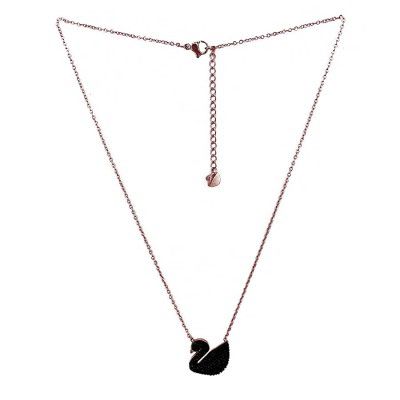Brado Jewellery Rose Gold Plated American Diamond Black Duck Necklace Golden Chain for Women & Girls (Yellow)