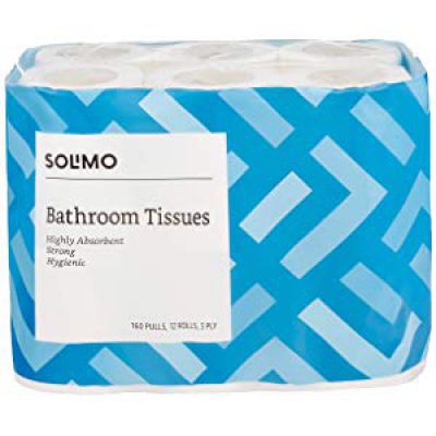 Buy Amazon Brand - Solimo 3 Ply Toilet Paper/Tissue Roll - 12 Rolls (160 Pulls Per Roll)
