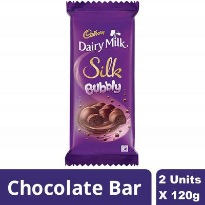 Cadbury Dairy Milk Silk Bubbly Chocolate Bar, 2 x 120 g
