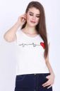 Casual Short Sleeve Graphic Print Women White Top...