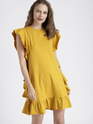Chemistry Women A-line Yellow Dress 