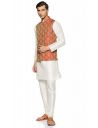 Clarzo Men's Banarasi Silk Regular Fit Chudidar Kurta Pajama Set with Waistcoat...