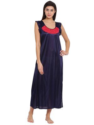 Clovia Women's Satin Solid Nighty