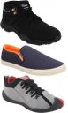 Combo Pack of 3 Casual Shoes (Loafers Shoes) Running Shoes For Men (Blue, Black, Grey)...