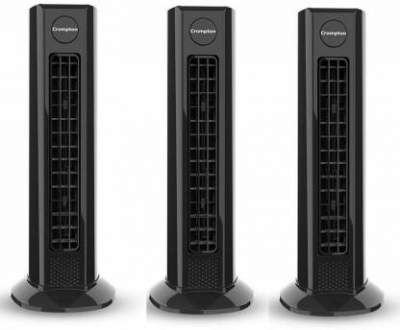 Crompton Air Buddy Kitchen Pack of 3 0 mm Tower Fan (Black, Pack of 3)