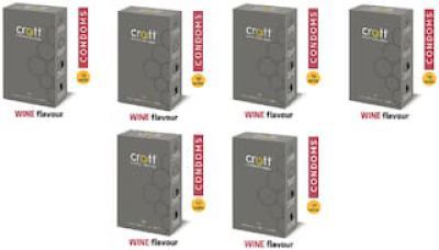 Crott india's first re-Energized dotted condom with Wine Flavour (Pack of 10)(Set of 6) Condom