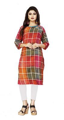 DEIDAD Women Stitched Printed Rayon Staright Kurti