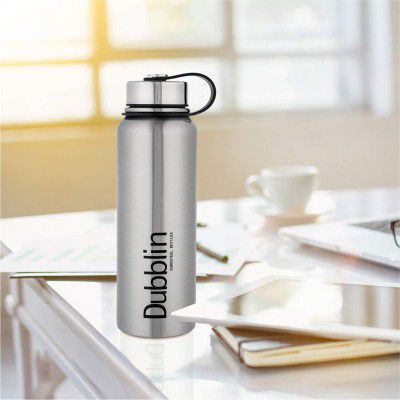 DUBBLIN Turbo Premium Stainless Steel Double Wall Vacuum Insulated Water Bottle, Thermos Flask (Silver ,1100 ML)