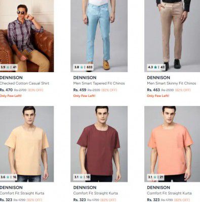 Myntra : Upto 83% OFF - Dennison Clothings | For Mens