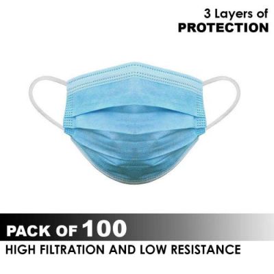 Disposable Air Pollution & Protection Mask Face Mask Nose Mask Dust Mask surgical mask with tie,Disposable Surgical Mask, Pack of (100)