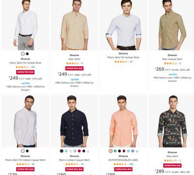 Diverse Men's Shirts Upto 87% Off | Starts @249