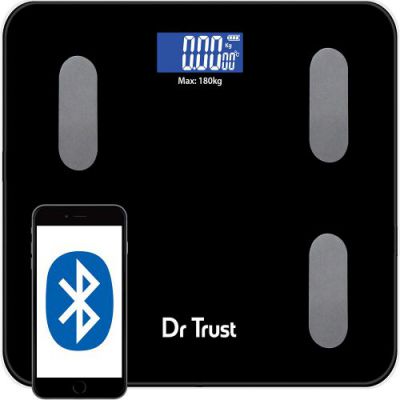 Dr Trust (USA) Digital Smart Electronic Rechargeable Bluetooth Fitness Body Composition Monitor Fat Analyzer 2.0 Weight Machine and Weighing Scale model-509 (Black)
