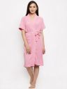 ELEVANTO Women Pink Solid Bath Robe...