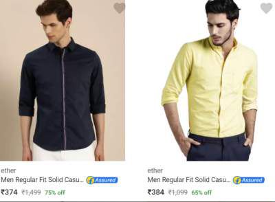 Ether Casual Shirts Upto 75% Off