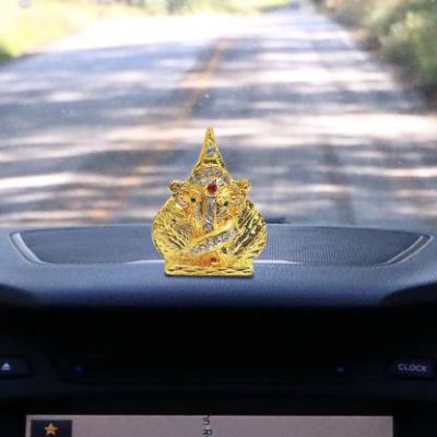 FABZONE Fabzone God Ganesh Car Dashboard Statue Lord Ganesha Idol Bhagwan Ganpati Spiritual Puja Vastu Showpiece Figurine - Religious Pooja Mandir Gift Item Decorative Showpiece