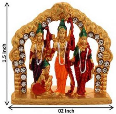 FABZONE Gold Plated With Stones God Shri Ram Darbar | Murti Decorative Showpiece - 4 cm (Brass, Multicolor)
