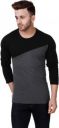 Fabstone Collection Color block Men Round or Crew Black, Grey T-Shirt ...