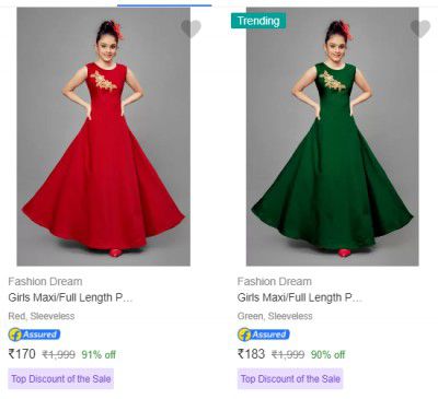 Fashion Dream Dresses up to 90% off starting From Rs.170