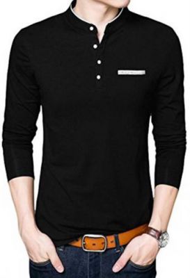 FastColors Solid Men Mandarin Collar White