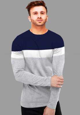 FastColors Solid Men Round Neck Grey, Blue T-Shirt