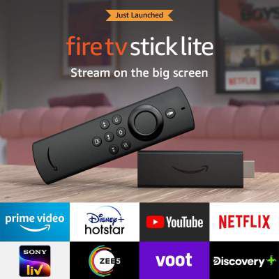 Fire TV Stick Lite with all-new Alexa Voice Remote Lite (no TV controls), HD streaming device | Now with App controls