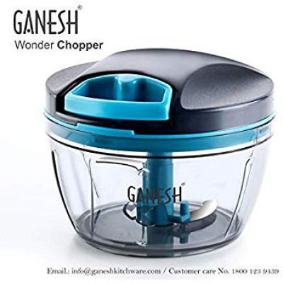GANESH Wonder Kitchen Dori Handy Chopper Machine, 3 Stainless Steel Blades (470 ml, Grey)