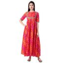 GULMOHAR JAIPUR Women's Cotton Printed Flared Kurta(Orange)...