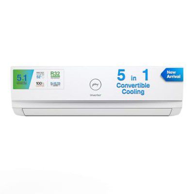 Godrej 1.5 Ton 3 Star, 5-in-1 Convertible Cooling, Inverter Split AC (2023 Model, AC 1.5T EI 18TINV3R32 WWD, White)