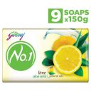 Godrej No.1 Bathing Soap – Lime & Aloe Vera, 150g (Pack of 9)...